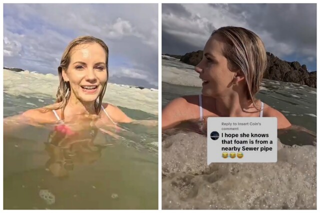 Блогер из ЮАР искупалась в густой пене океана, не догадываясь, что это сточные воды