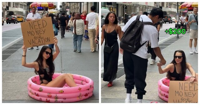 Девушка за час собрала у прохожих $2350 себе на отпуск