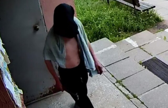 Мужчина с трусами на голове разбил камеру видеонаблюдения на подъезде