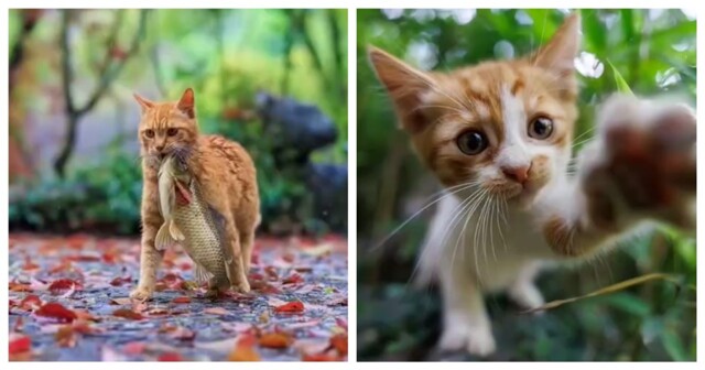 Профессиональный кошачий фотограф за работой