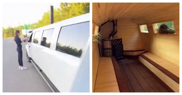 Внутри бани-лимузина