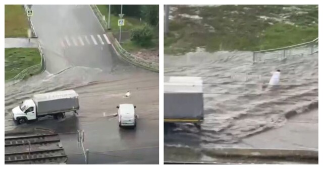 В Барнауле женщину смыло потоком воды после дождя