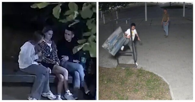 Двое парней разнесли сквер и украли дорожный знак — всё ради понтов перед девушками