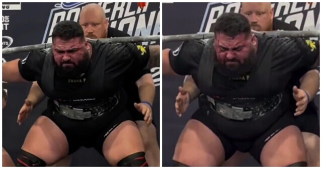 У австралийского пауэрлифтера пошла кровь из скальпа во время приседа