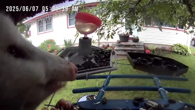 Камера, установленная в кормушке для птиц, сняла неожиданного гостя