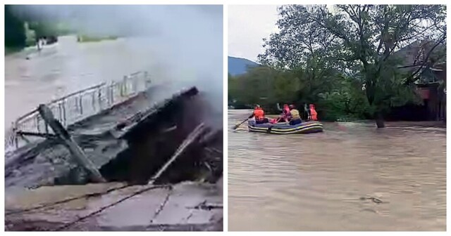 Из-за шторма на Кубани смыло мост, унесло в море лодки и затопило поселки