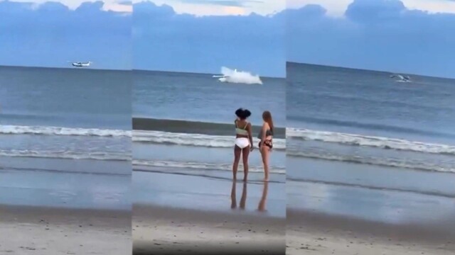 В  Северной Каролине самолёт рухнул прямо в океан рядом с пляжем