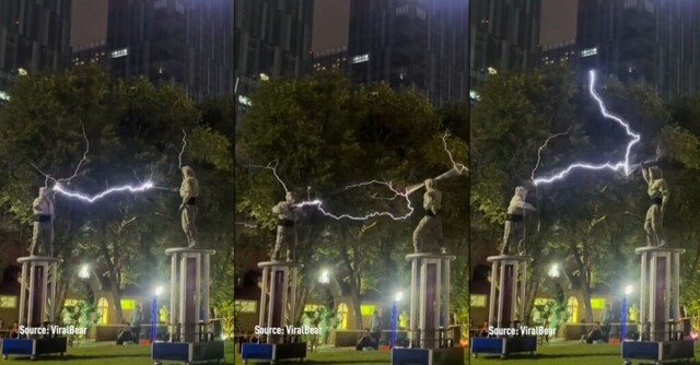 «Электрический» танец с помощью катушек Теслы исполнили в Китае