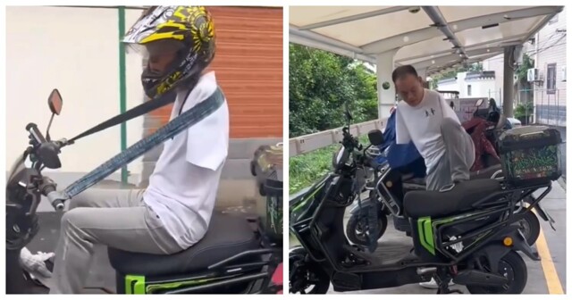 В Колумбии заметили мужчину без рук, который самостоятельно водит мопед