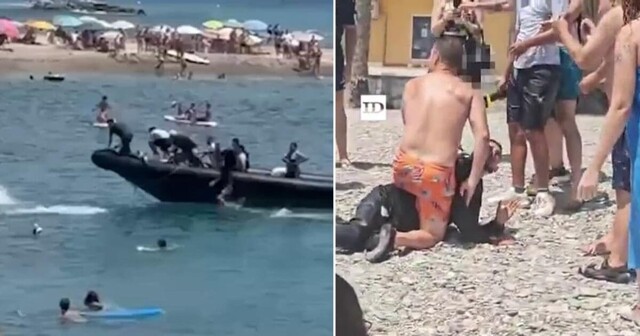 В Испании отдыхающие набросились на прибывших нелегальных африканцев, которые стали высаживаться на пляже