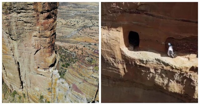 Священник ежедневно взбирается на 250-метровую отвесную скалу