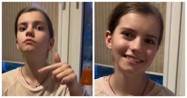 Девочка учит свою старшую сестру петь