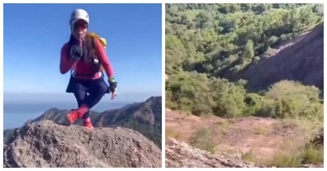 В Китае девушка упала со скалы во время попытки сделать впечатляющий снимок в оригинальной позе
