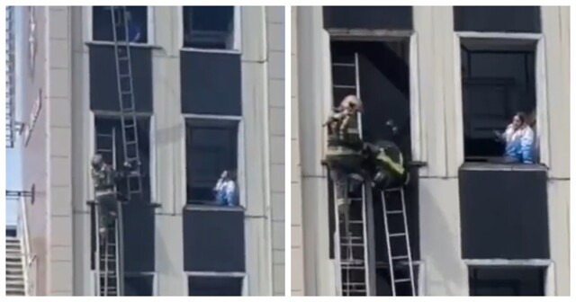 Лестница чуть не угробила спасателя МЧС на соревнованиях