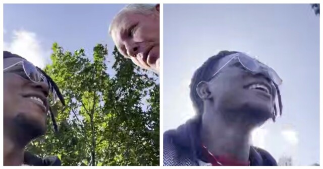 Подозрительный тип пристал к темнокожему парню