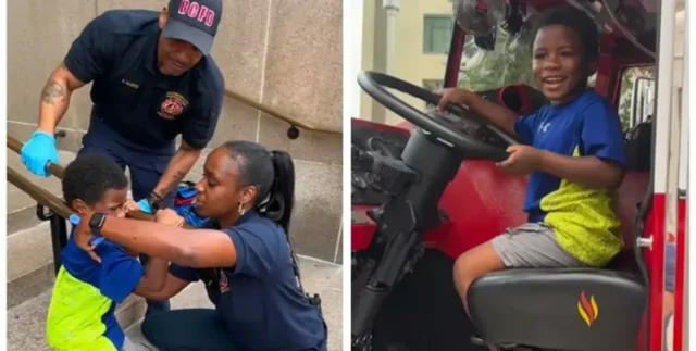 Пришлось вмешаться спасателям: четырехлетний мальчик застрял в металлическом ограждении