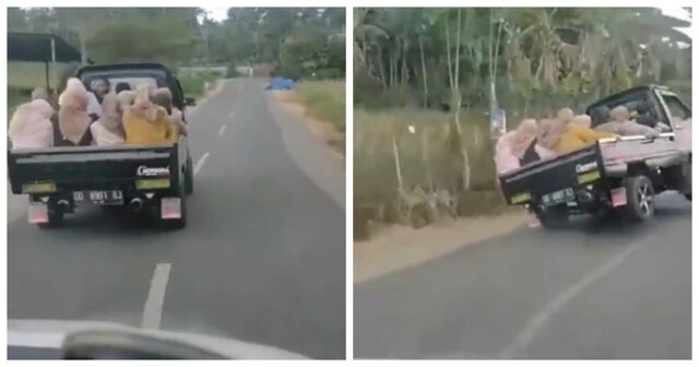 Пикап с женщинами перевернулся на повороте