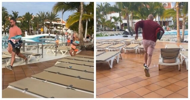 Туристка сняла забег постояльцев отеля до лежаков