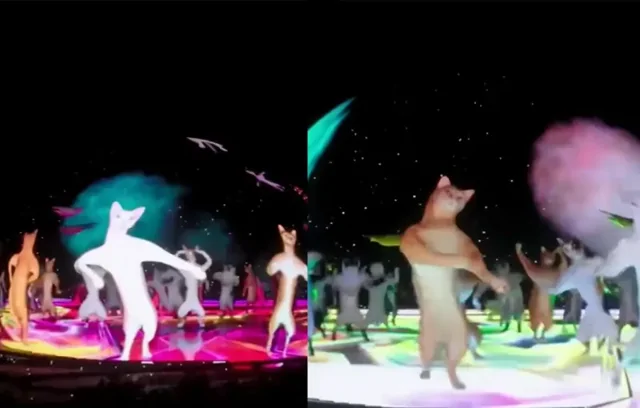 Безумное шоу с котами на куполе сферы в Лас-Вегасе