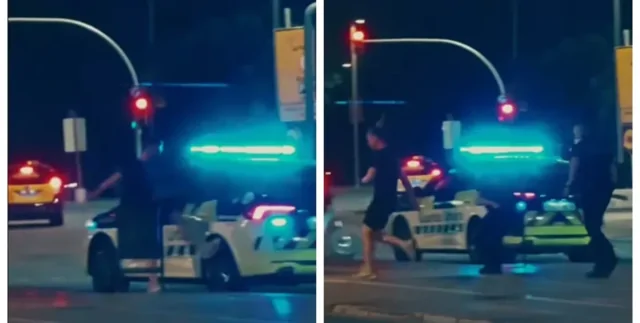 Пьяный турист решил показать копам свою "крутизну"