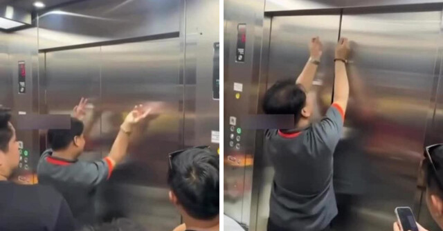 На Филиппинах мужчина в ТЦ устроил шоу прямо в лифте