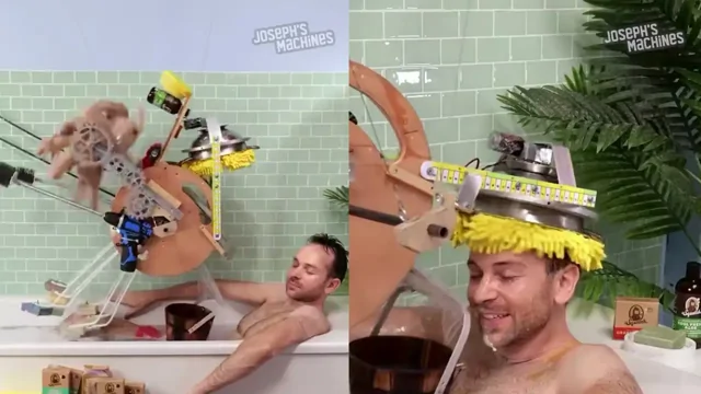 Энтузиаст собрал самый сложный и ненужный механизм для мытья человека