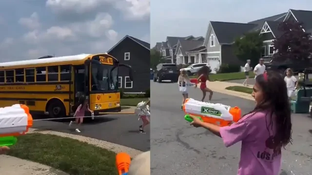 Родители объединились, чтобы встретить детей из школы самым необычным способом
