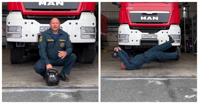 Спасатель из МЧС впечатлил физподготовкой