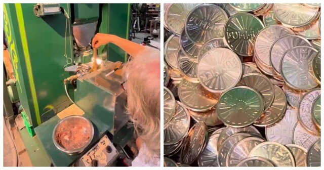 Старинный пресс Ferrarcute из Денверского монетного двора снова в работе