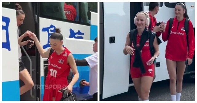 Волейболистки показали трогательный жест взаимопомощи при выходе из автобуса