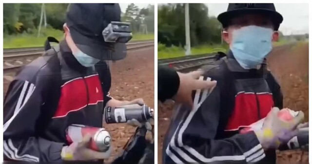 В Москве подростки разрисовали вагон поезда и обматерили охранника