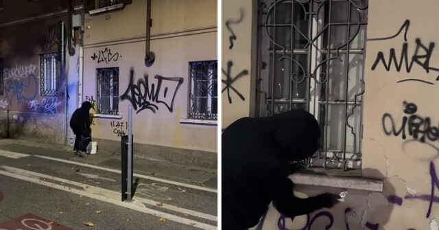 Парень в Италии каждую ночь выходит на улицу, чтобы закрашивать граффити на домах