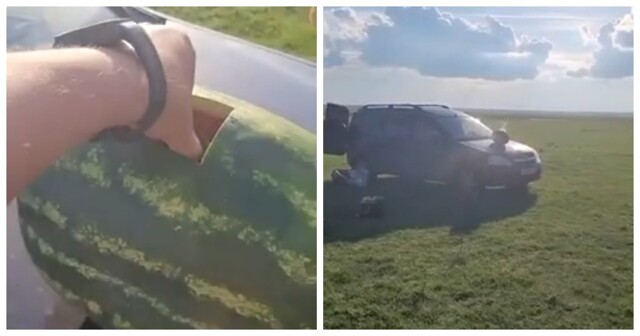 Эксперимент на отдыхе: что будет, если положить патрон в арбуз
