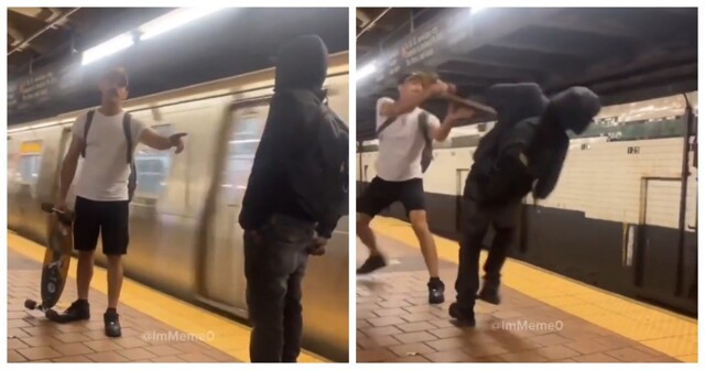 Скейтборд против ножа