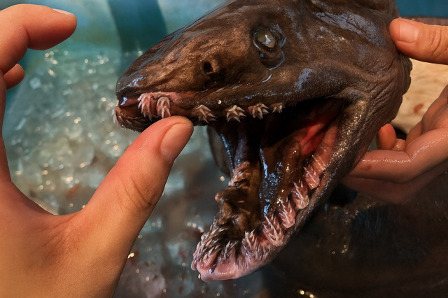 Плащеносец: зачем ей зубы в стиле бензопилы?