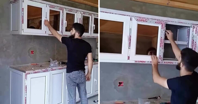 Кухонный гарнитур из стеклопакетов