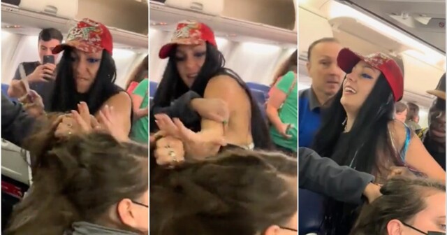 Пьяная художница схватила за волосы попутчицу в самолете, плюнула в неё