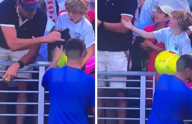 Взрослый мужчина стащил у ребенка кепку теннисиста Камиля Майхшака на US Open