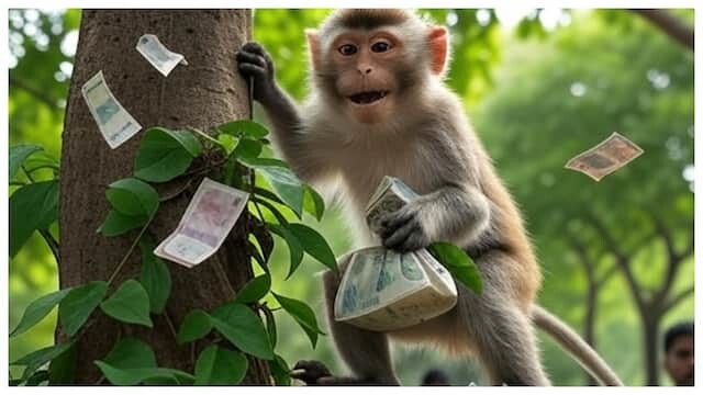 В Индии обезьяна украла сумку с деньгами