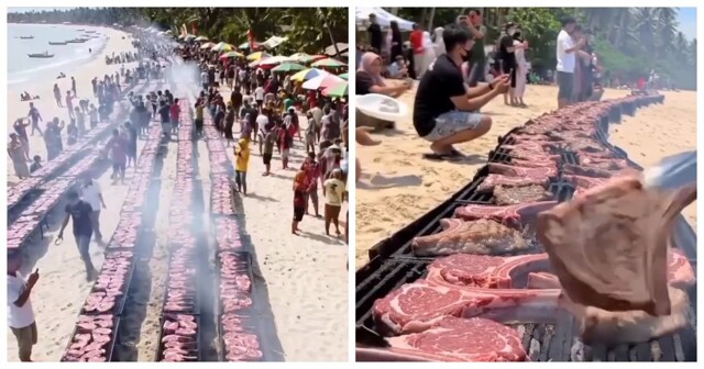 Испанский пляж на один день превратился в настоящий рай для мясоедов