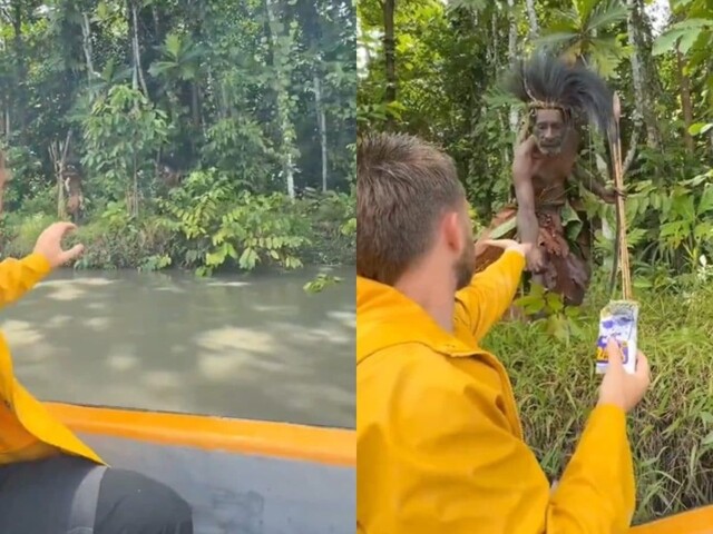 Блогер пытался наладить контакт с изолированным племенем в Папуа с помощью соли