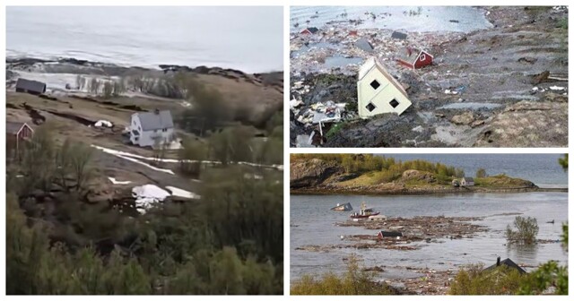 Очевидцы сняли, как оползень уносит в море несколько домов