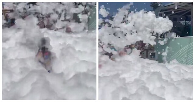 Девочка чуть не задохнулась под гигантским слоем пены на вечеринке в аквапарке