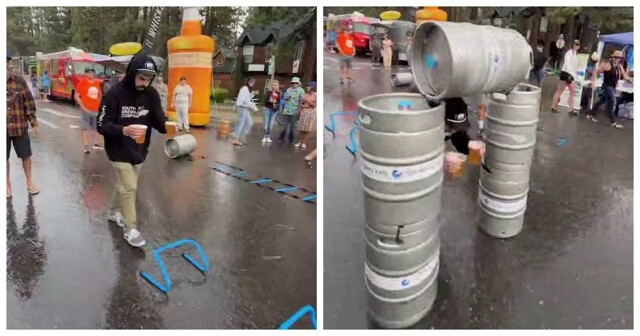 Олимпиада пивозавров: в Калифорнии устроили забег с  пивом в руках