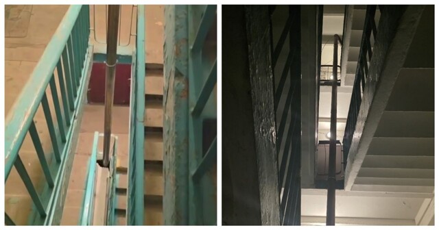 В Подмосковье коммунальщики установили водосточную трубу внутри подъезда