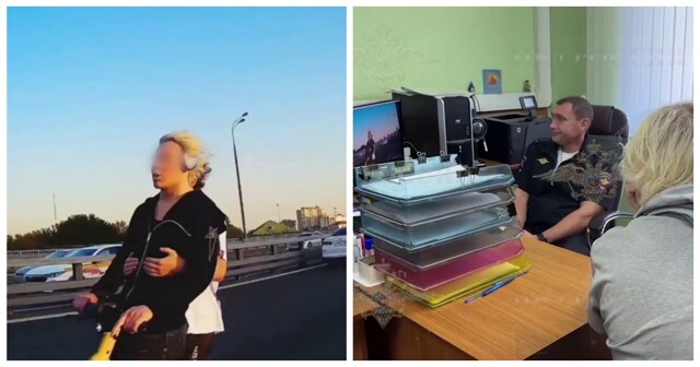 Самокатчика, прокатившегося по встречке, доставили в полицию вместе с мамой