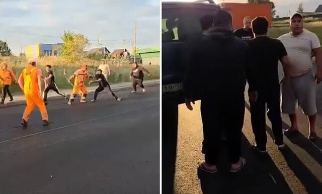 В Серпухове пьяные мигранты  устроили драку на реверсивной дороге