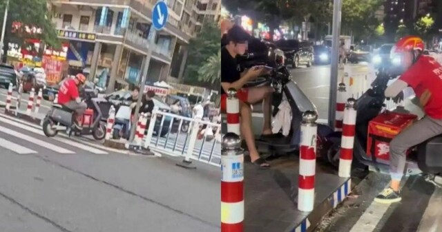 Курьер и велосипедист в течение четырех часов сражались на узком перекрестке, отказываясь уступить дорогу