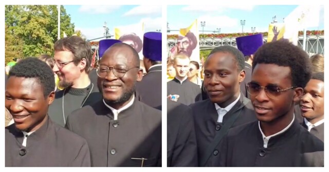 Темнокожие семинаристы  на крестном ходе в Москве