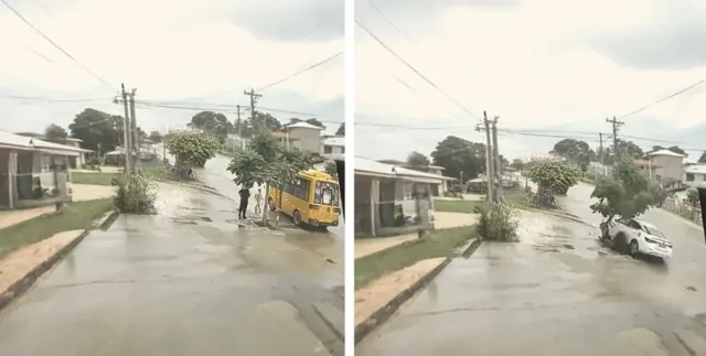 Секунды спасли жизнь: отец и сын едва не оказались на пути автомобиля